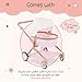 LullaBaby 14Inch Accessories Pink Toy Stroller with Gold Stars for Twins Foldable Canopy Swivel Wheels Storage Basket Pretend Play 2 Years - Image 4