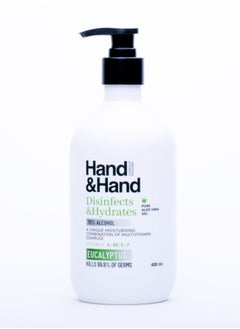 Hand & Hand Eucalyptus Sanitizer Gel l Unique Moisturizing Combination of Multivitamins (A, B5, E & F) l 400 mL User-Friendly Bottle with Pump l Nourishing and Non-Stick l Infused with Aloe Vera Gel l 99.99% Effective