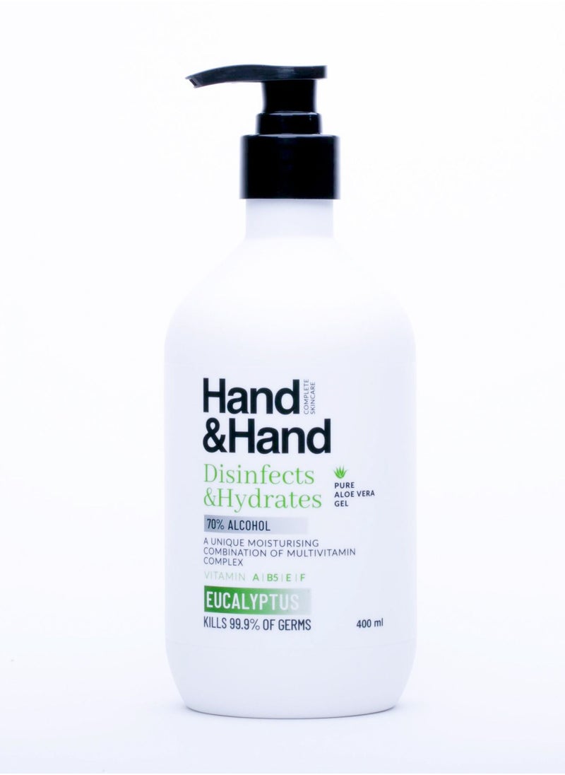 Hand&Hand - Hand & Hand Eucalyptus Sanitizer Gel l Unique Moisturizing Combination of Multivitamins (A, B5, E & F) l 400 mL User-Friendly Bottle with Pump l Nourishing and Non-Stick l Infused with Aloe Vera Gel l 99.99% Effective - Image 1