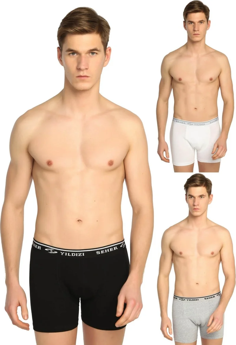 Seher Yıldızı Dawn Star Solid Color Combed Cotton Lycra Men's Boxer 6 Pack