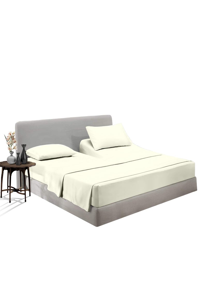 SGI bedding SGI bedding 32"" King Split Top Flex Head Sheet 100% Egyptian Cotton Sheet Set - 600 Thread Count Flex Top Sheet Adjustable Bed - 4 Piece Sheet Set 18"" Deep Pocket Sleep Number Bed - Ivory Solid  - Image 1