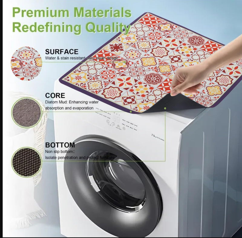 Home-Cloud HomeCloud Rubber Washing Machine Mats For Top Of Washer, Washing Machine Protective Mats, Dish Drying Mat, Non-Slip Waterproof Washer Dryer Dust Cover Mat For Laundry & Kitchen (60Cm X 60Cm) (Multi) - Image 2