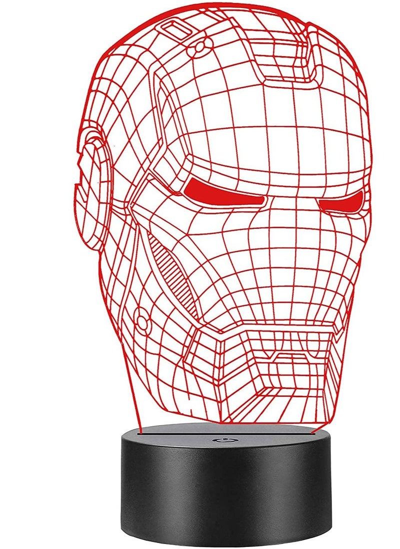 althiqahkey - Iron Man Marvel Cartoon 3D Lamp Table Desk Night Light Multicolor Mode Fade Flash Illusion USB Iron Man Face FIgure - Image 1