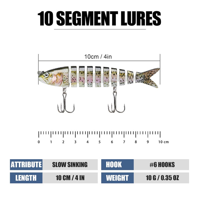 TRUSCEND Fishing Lures for Bass Trout Topwater Swimbaits for Segmented Multi Jointed Swim Baits Slow Sinking Swimming Bait for Freshwater Saltwater Gear Pike Lure Kit Gifts for Men - Image 2