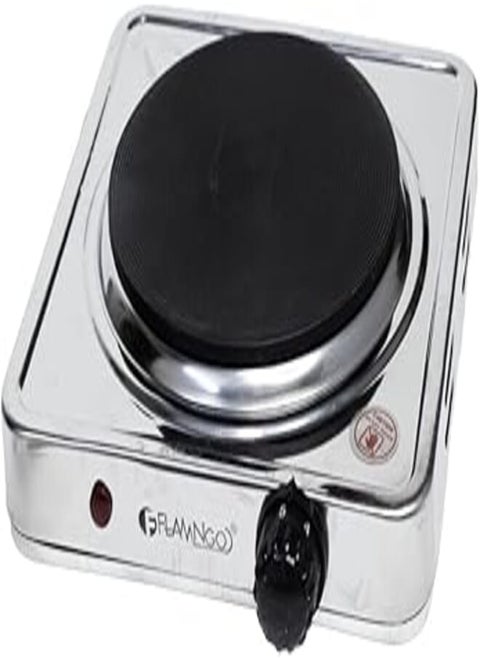 Flamngo Electric hot plate with Non-Stick Coating, One Cooking Plate, Adjustable Temperature, Auto-Thermostat, Overheat Protection, Compact and Portable for Countertop Cooking, 1000W Silver