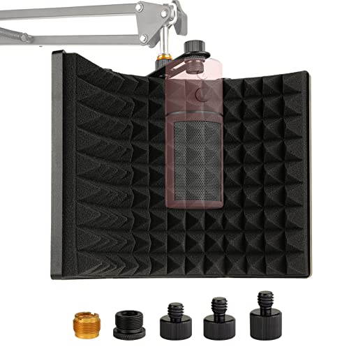 Frgyee Microphone Isolation Shield, Foldable Mic Sound Absorbing Foam for Condenser Microphone Mic Arm Stand Recording Equipment Studio, High Density Absorbent Foam to Filter Vocal by Frgyee - Image 1