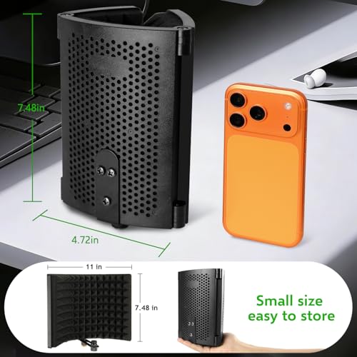 Frgyee Microphone Isolation Shield, Foldable Mic Sound Absorbing Foam for Condenser Microphone Mic Arm Stand Recording Equipment Studio, High Density Absorbent Foam to Filter Vocal by Frgyee - Image 3