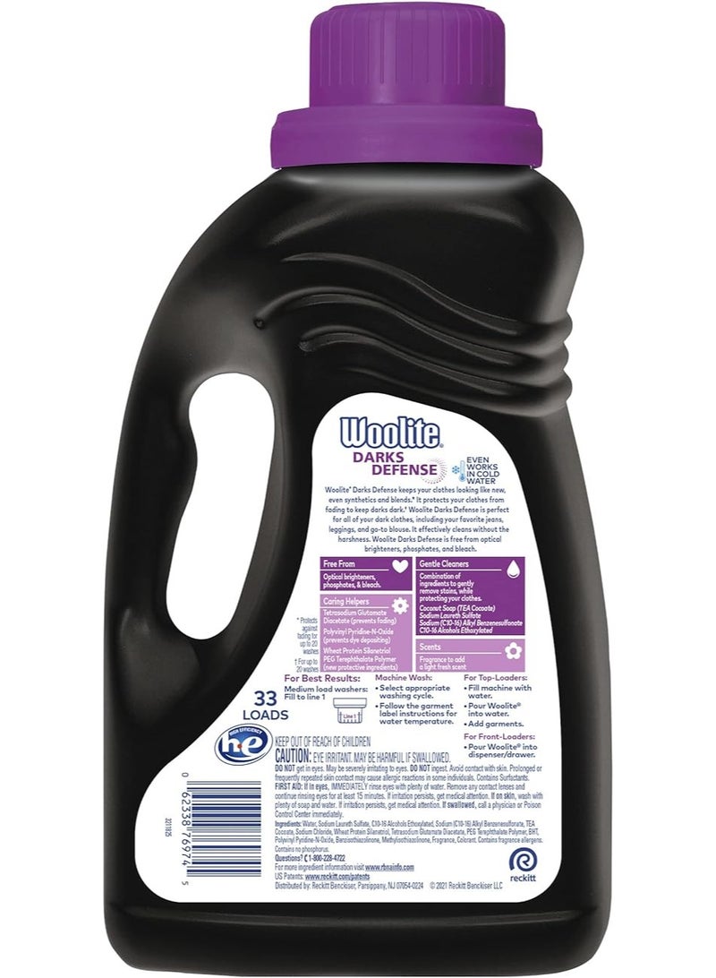 Woolite Darks Defense Liquid Laundry Detergent, 33 Loads, 50 Fl Oz - Image 2