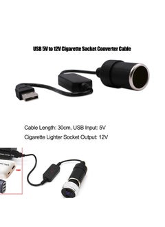 Generic USB Port To 12V Car Cigarette Lighter Socket Converter Adapter Cord USB Port Power Converter 30Cm  - Image 3