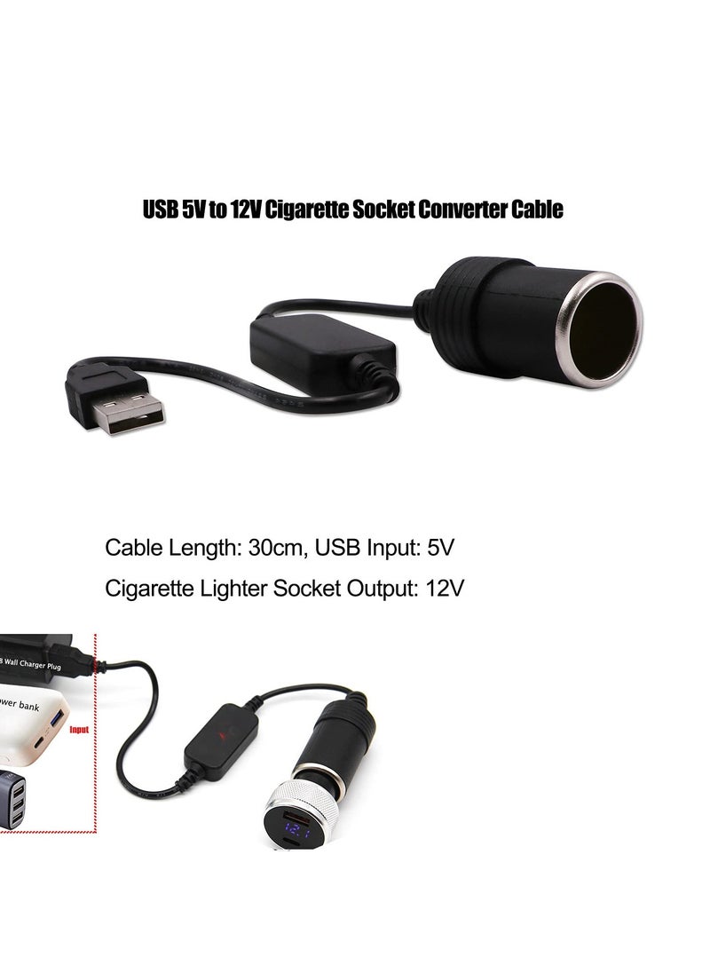 Generic - USB Port To 12V Car Cigarette Lighter Socket Converter Adapter Cord USB Port Power Converter 30Cm - Image 1