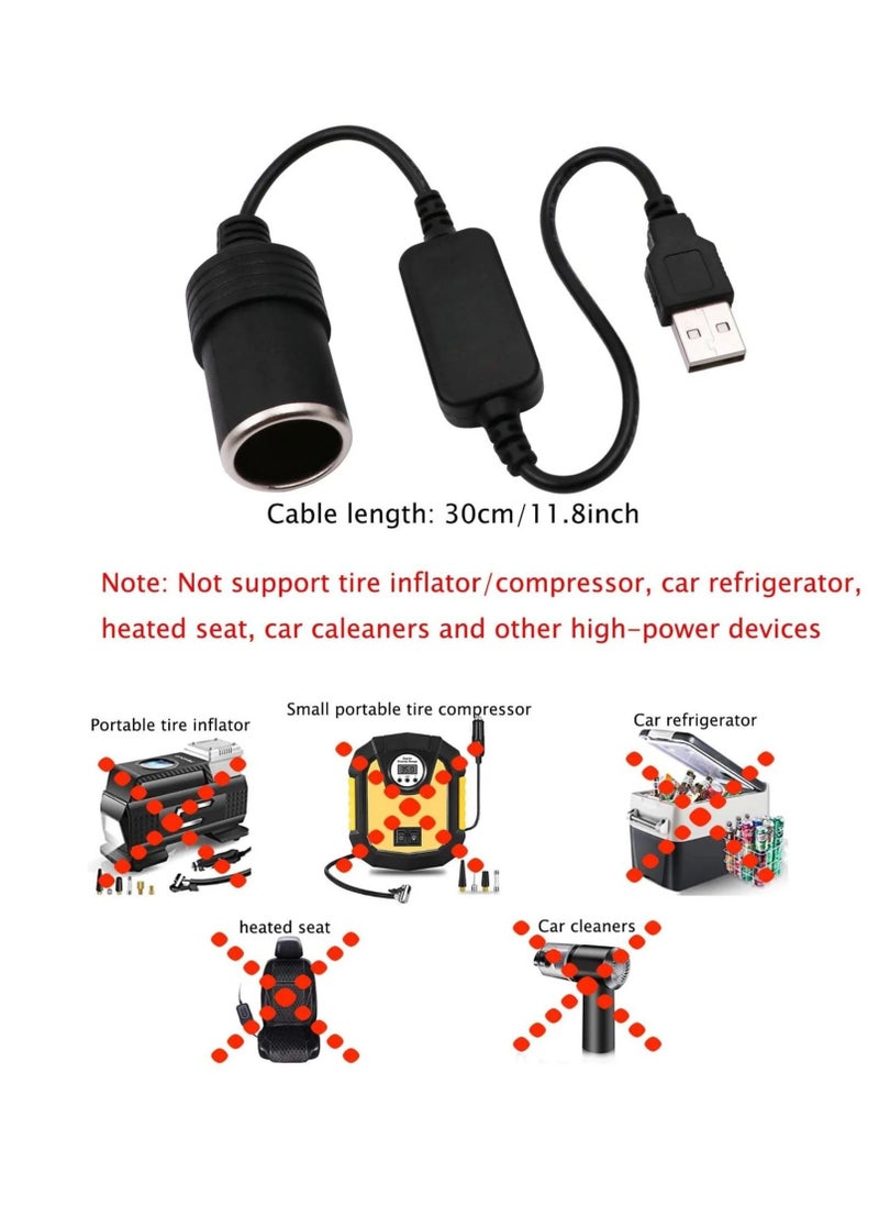 Generic - USB Port To 12V Car Cigarette Lighter Socket Converter Adapter Cord USB Port Power Converter 30Cm - Image 1