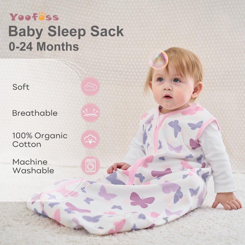 Yoofoss Baby Sleep Sack 6-12 Months Wearable Blanket for Babies 100% Organic Cotton 2-Way Zipper TOG 0.5 Toddler Sleeping Sack 3 Pack, Comfy Lightweight Sleep Sacks - Image 2