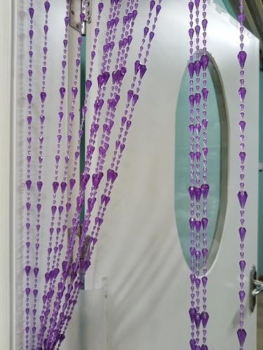 ave split Beaded Curtain Doorways Acrylic Hanging Door Beads String Curtains Tassel Room Divider Screen Decor for Doorway Window Living Room Wedding (042 Purple, 39 inch x 78.7 inch) - Image 2