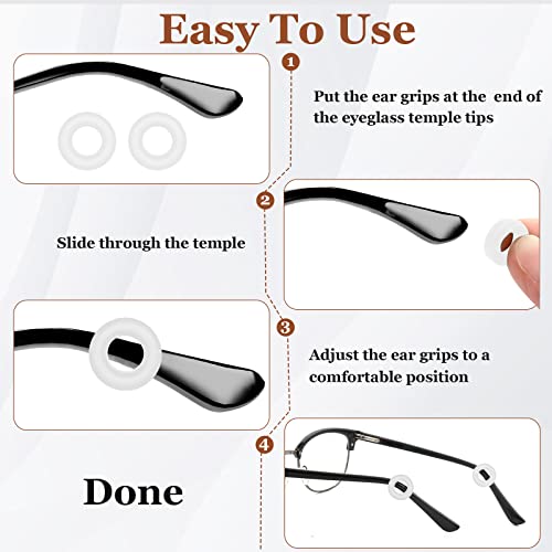SMARTTOP 14 Pairs Eyeglass Ear Grips Sleeve Holder-Eyeglasses Ear Hooks -Comfort Anti-Slip glasses ear grip-For Kids and Adults Sunglasses, Reading Glasses, Sport Eyewear (Clear) - Image 5