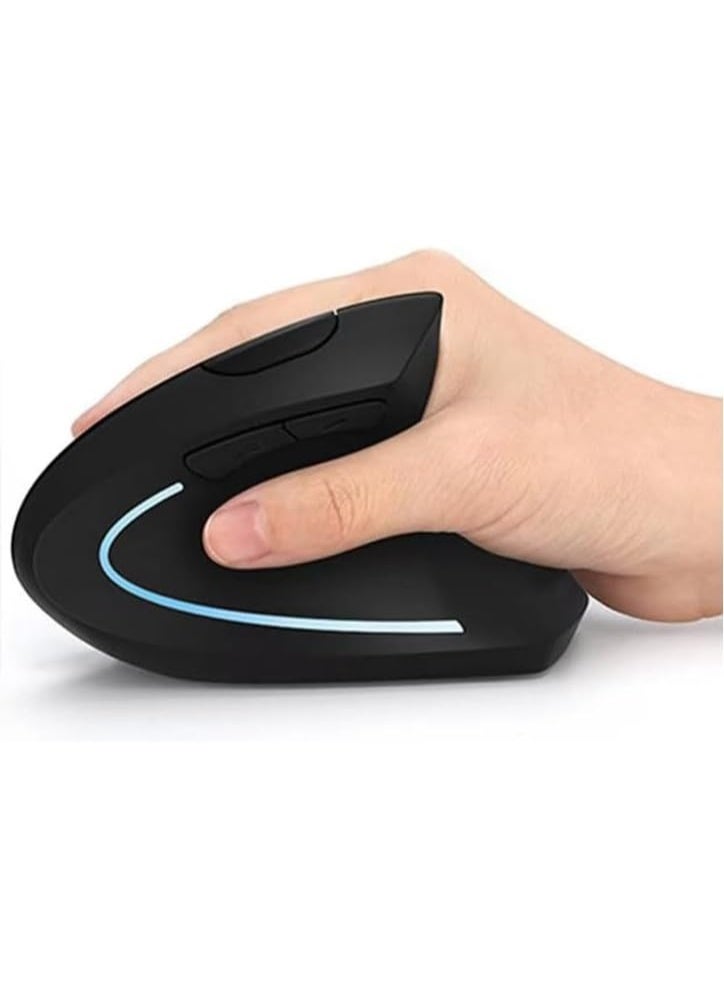 ماوس لاسلكي عمودي مريح (Ergonomic) بتقنية 2.4 جيجاهرتز ومستشعر بصري، مزود بمستقبل USB، ودقة قابلة للتعديل (800/1200/1600 DPI)؛ ماوس لاسلكي بـ 5 أزرار متوافق مع أجهزة الكمبيوتر المكتبية والمحمولة (Windows وMac OS)، ومناسب للعمل المكتبي والاستخدام المنزلي، ويتميز بتصميم مريح يوفر دعماً للمعصم. - Image 3