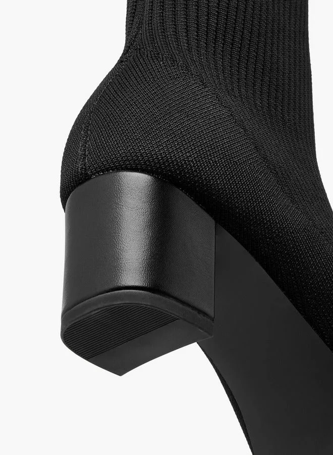 Flora Bella By Shoexpress BLACK Flora Bella Ribbed Ankle Boots With Block Heels for Women | Best Price UAE