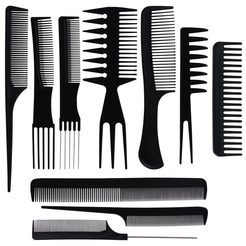 Oneleaf Styling Hair Comb 10PCS Hair Stylists Professional Styling Comb Set Variety Pack Great for All Hair Types & Styles - Image 1