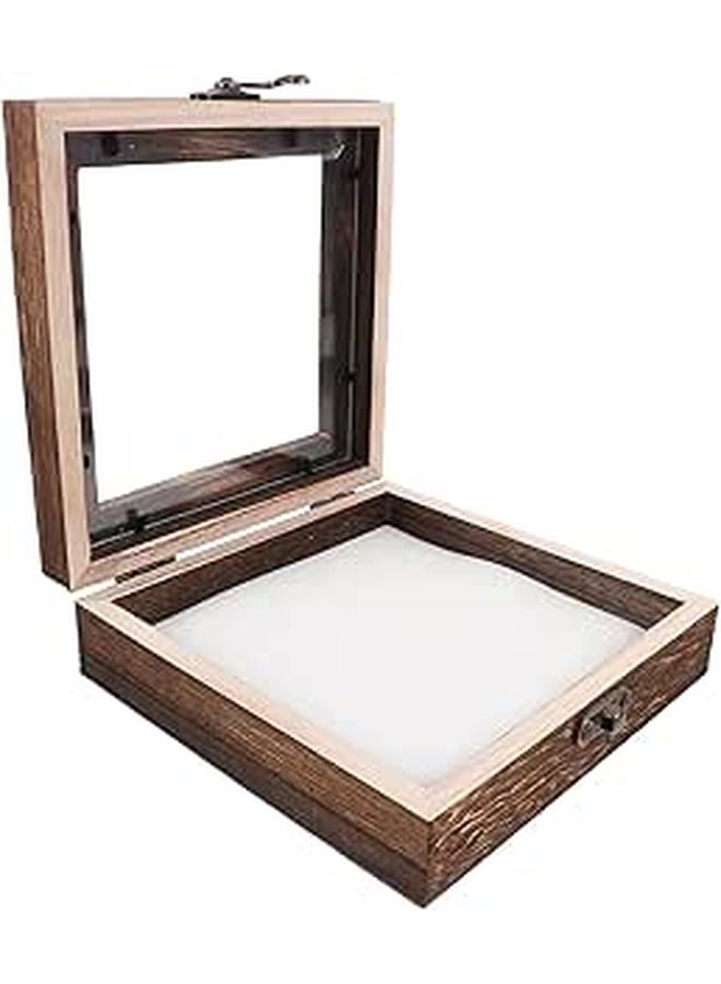 Dark Wood Shadow Box 15x15x4.5cm Insect Specimen Case For Butterfly Display Home Decor - Image 1