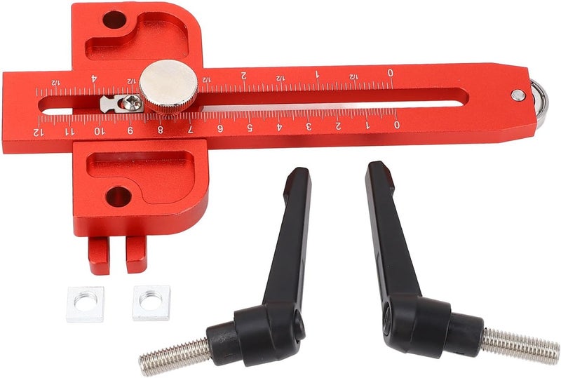 FTVOGUE Table Saw Jig Guides, Aluminum Alloy, Roller Workbench Fence with Dual Scale for Precision Locating in Woodworking Projects (Red) - Image 1