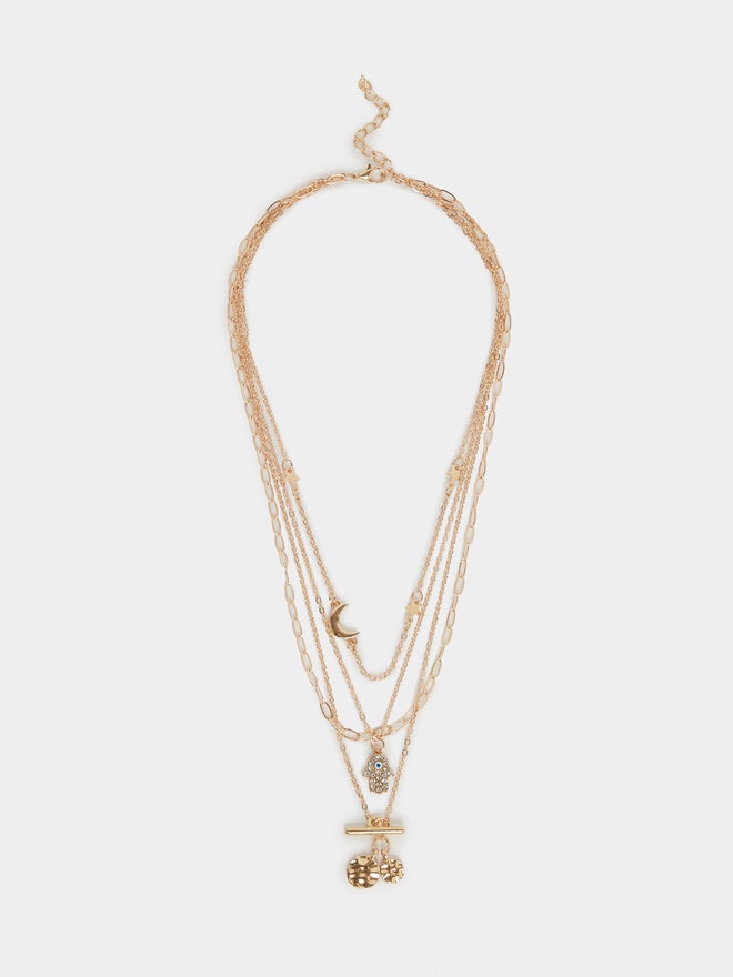 Styli Styli Layered Necklace with Hamsa Hand Charm  - Image 2