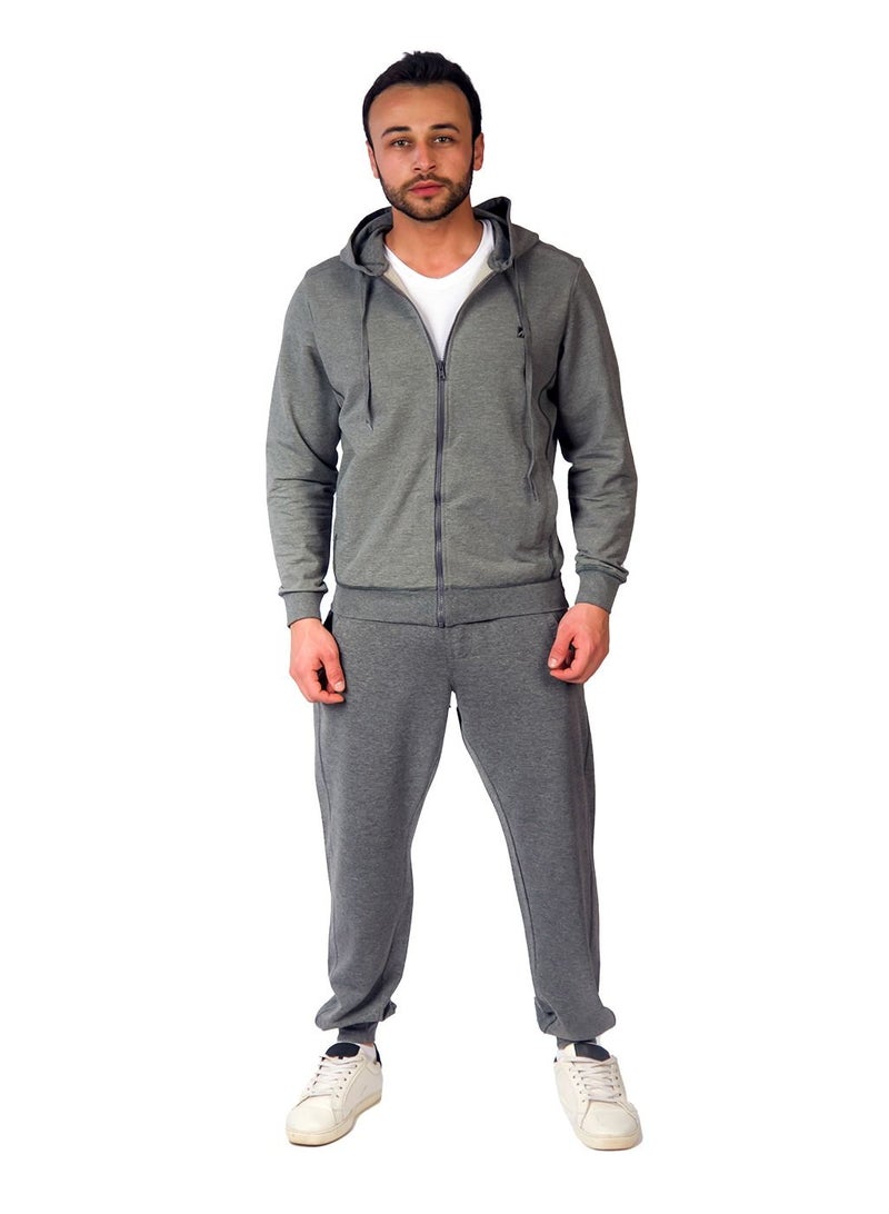 Jet Masters Men Summer Training Suits Long Sleeve &Plain Bottom- Dark Gray