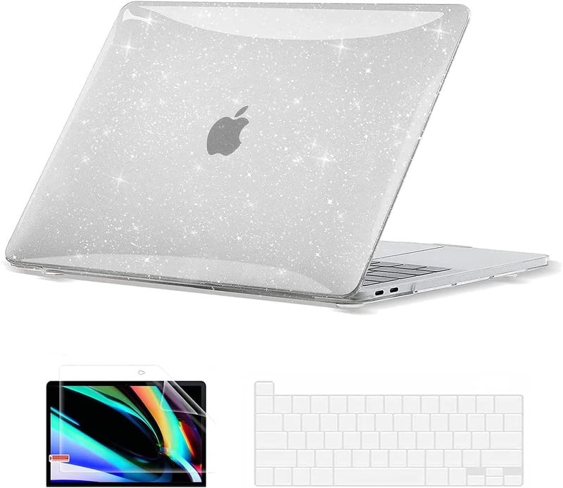 Eoocoo Case Compatible with MacBook Pro 13 inch M2 2024 2023 2022-2016 Release M1 A2338 A2289 A2251 A2159 A1989 A1706 A1708 Protective Hard Case with Keyboard Cover, Screen Protector, Sparkly Clear - Image 1
