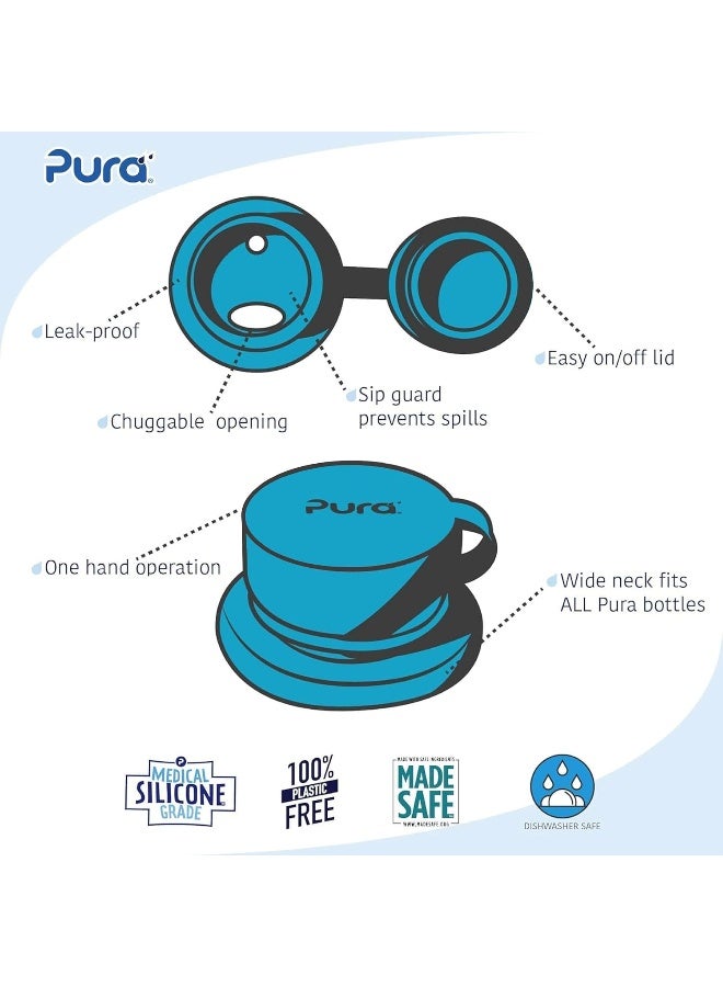 Pura Sport Big Mouth Silicone Sport Top, Aqua (Plastic Free, NonToxic Certified, BPA Free) - Image 3