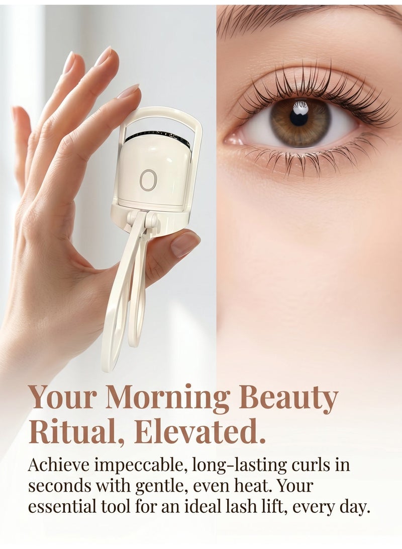 Heated electric eyelash curler, long-lasting curled lashes, USB rechargeable, two temperature settings, sunflower eyelash curler, makeup tool, white. - Image 3