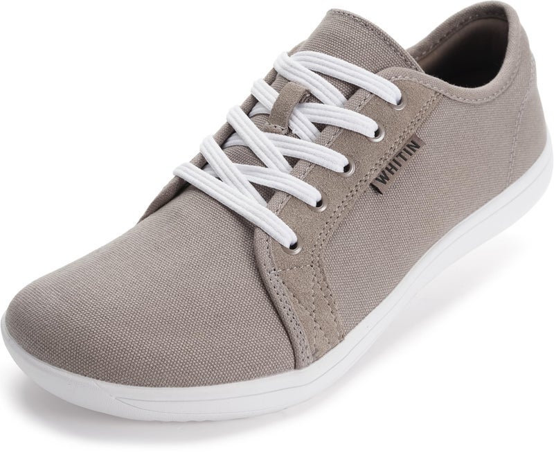 WHITIN Men's Canvas Barefoot Shoes | Wide Toe-Box | Zero-Drop Sole Size 9.5 Brown Grey 43 - Image 1