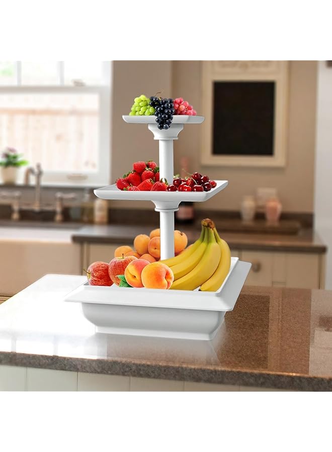 erorex 3 Tier Food Tray Riser – Elegant White Appetizer Dessert And Fruit Display Stand Modern Cake Cupcake Serving Platter For Parties Buffets Ramadan Hosting And Home Entertaining - Image 5