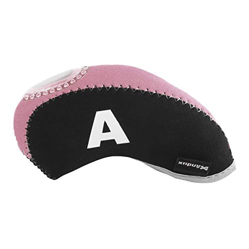 Andux Number Print Golf Iron Club Head Covers with Transparent Window 10pcs/Set Black/Pink - Image 3