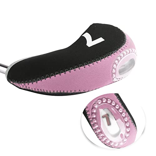 Andux Number Print Golf Iron Club Head Covers with Transparent Window 10pcs/Set Black/Pink - Image 5