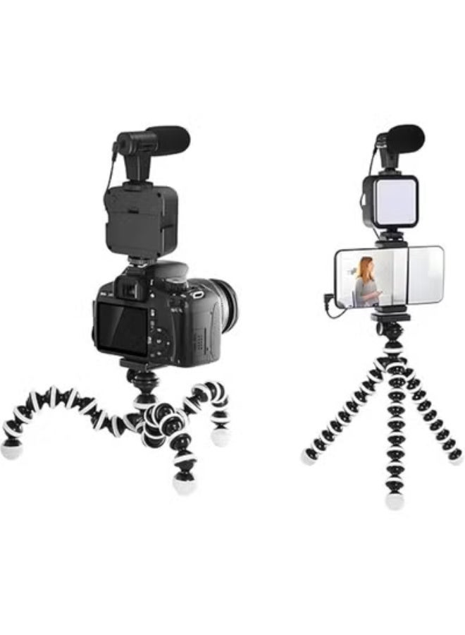 7W Photography Phone Stand with Remote Tripod, Microphone & LED Light - Up to 3 Hours Battery Life - Image 1