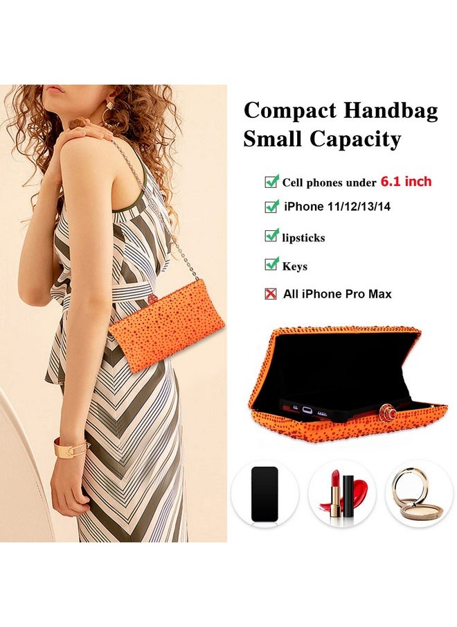 Jessie Women Beaded Clutch Bag Rhinestone Crystal Purse Glitter Evening Handbag For Wedding Cocktail Prom Party (Orange)  - Image 2