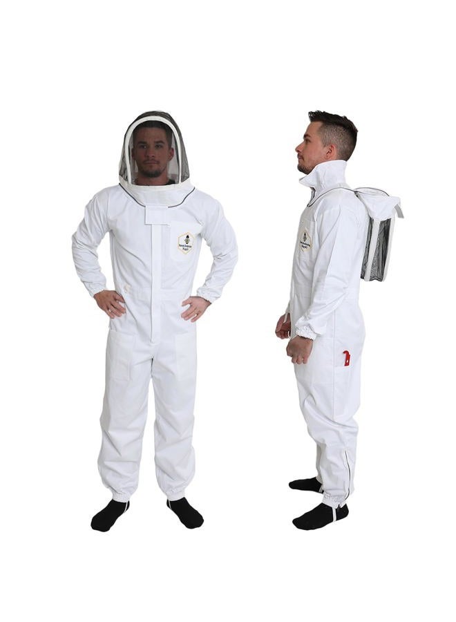 FOREST BEEKEEPING SUPPLY Premium Cotton Beekeeping Suit with Fencing Veil | Suitable for Beginner and Commercial Beekeepers | Includes Metal Brass Zippers | Thumb Straps | Hive Tool Pockets–Large (Buy Extra Veil When Needed) - Image 2