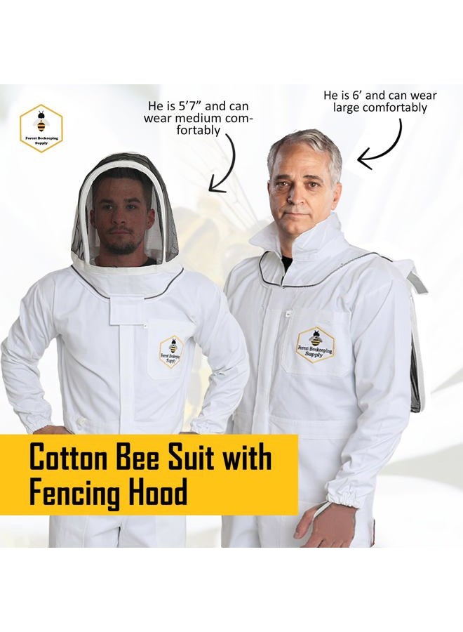 FOREST BEEKEEPING SUPPLY Premium Cotton Beekeeping Suit with Fencing Veil | Suitable for Beginner and Commercial Beekeepers | Includes Metal Brass Zippers | Thumb Straps | Hive Tool Pockets–Large (Buy Extra Veil When Needed) - Image 5