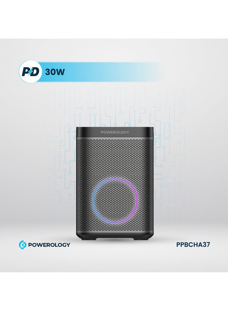 Powerology 90000mAh Portable Generator Integrated with Hi-Fi Sound System and 300W AC Power / Portable Sound System - Black - Image 4