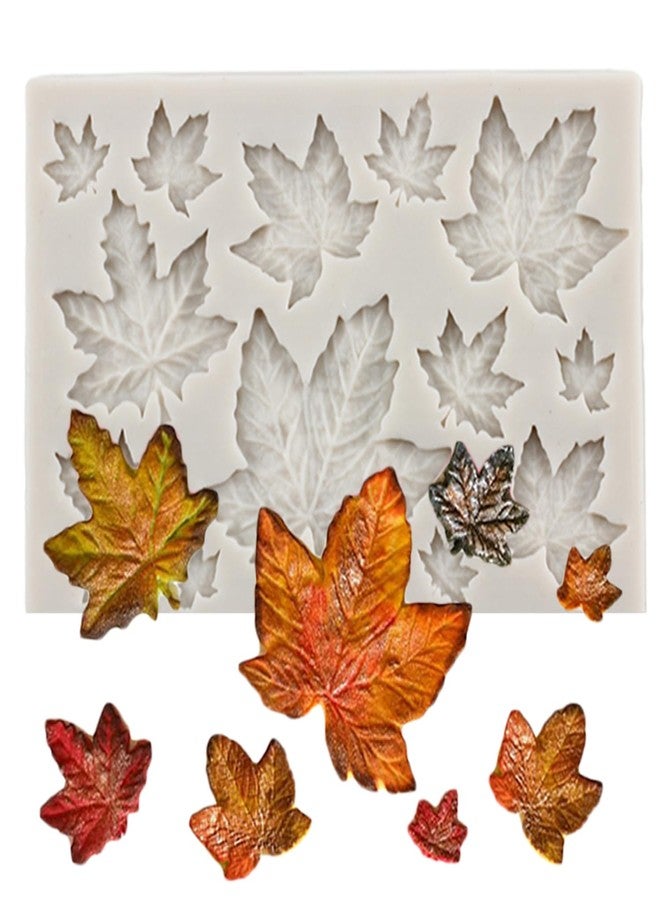 MINFEIDMS Tree Leaf Silicone Molds Maple Leaf Fondant Mold For Cake Decorating Cupcake Topper Candy Chocolate Gum Paste Polymer Clay - Image 1