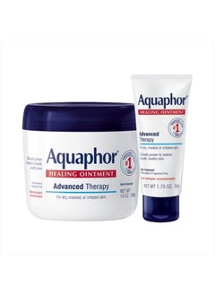 Aquaphor healing ointment - moisturizing skin protectant for dry cracked hands, heels and elbows - 14 oz. jar + 1.75 oz. tube, 15.75 Ounce