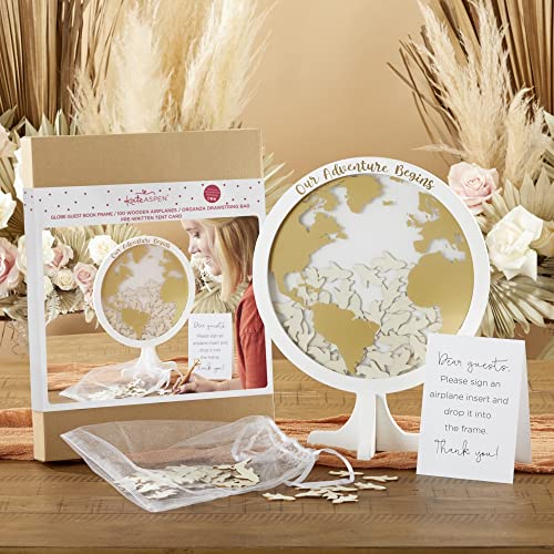 Kate Aspen Wedding Guest Book Alternative, One Size, Globe/Airplanes - Image 3