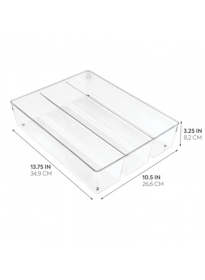 IDesign منظم درج المطبخ iDesign Linus للأدوات الفضية، والملاعق، والأدوات - شفاف 13.8" x 10.5" x 3" - Image 2