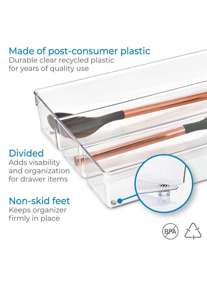 IDesign منظم درج المطبخ iDesign Linus للأدوات الفضية، والملاعق، والأدوات - شفاف 13.8" x 10.5" x 3" - Image 4