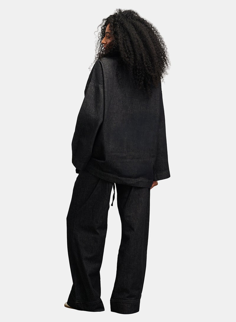 TGS Raw Black Wide Leg Women Pants - Image 2