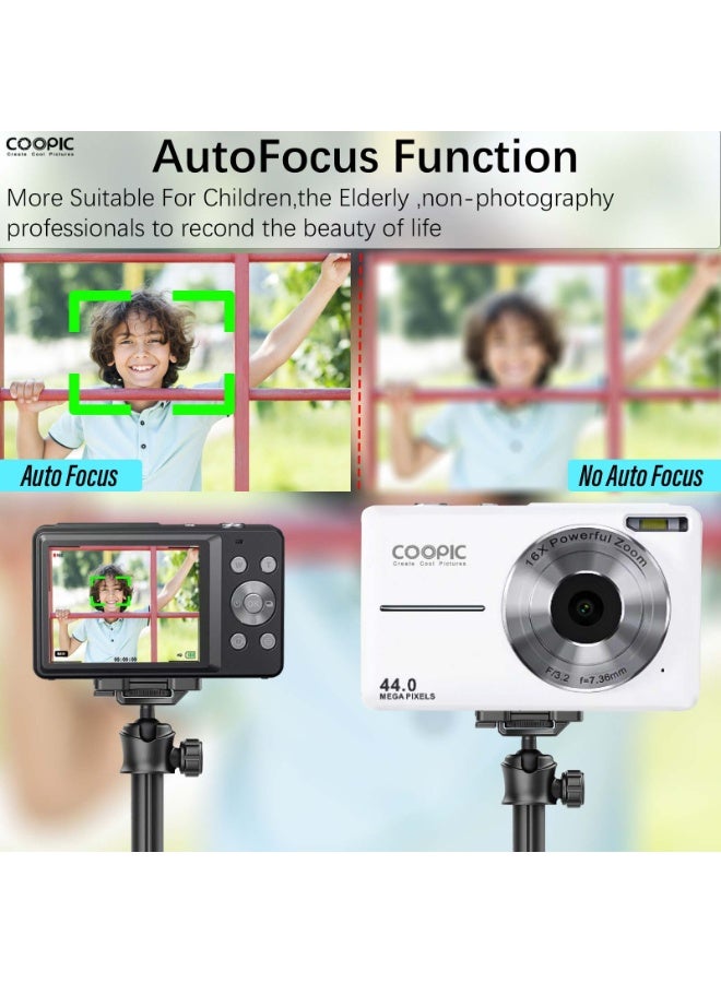 COOPIC C200 Upgraded FHD 1080P Digital Camera with Strap and 32GB SD Card 16X Digital Zoom Compact Point Shoot Portable and Small fit for Kids Teens Boys Girls Seniors-WHITE - Image 5