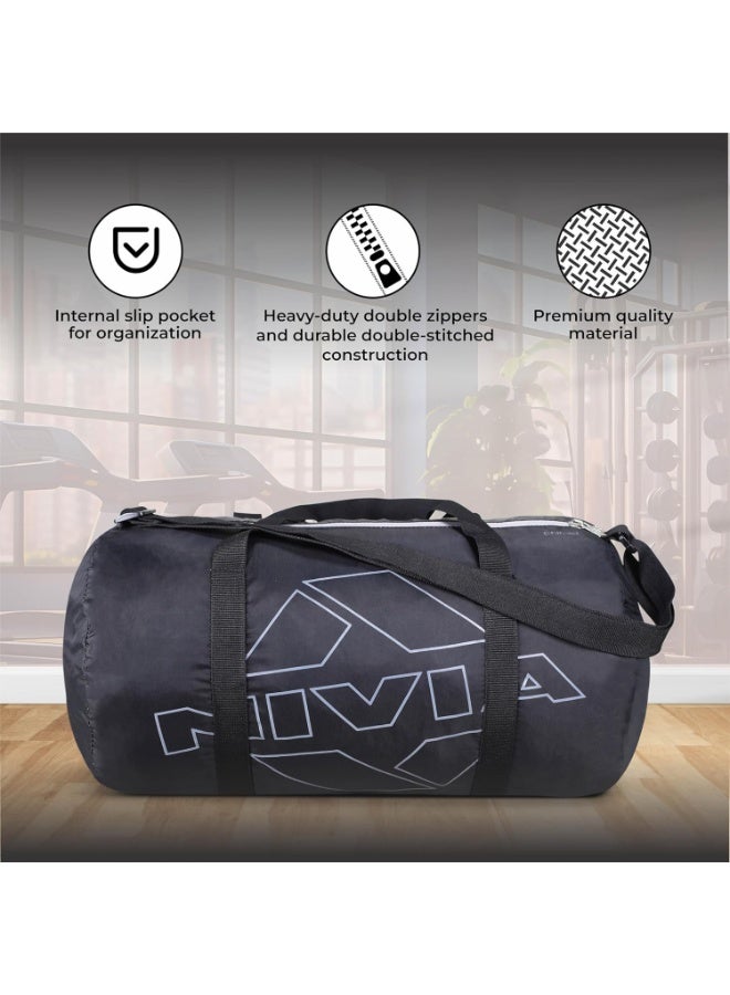 Nivia Enfold 2.0 Duffle Polyester Gym Bags, Adjustable Shoulder Bag for Men, Unisex Sports Carry Bag, 18L Quick Access Pocket, Black - Orange (Black-Grey),Capacity-18 liters - Image 4
