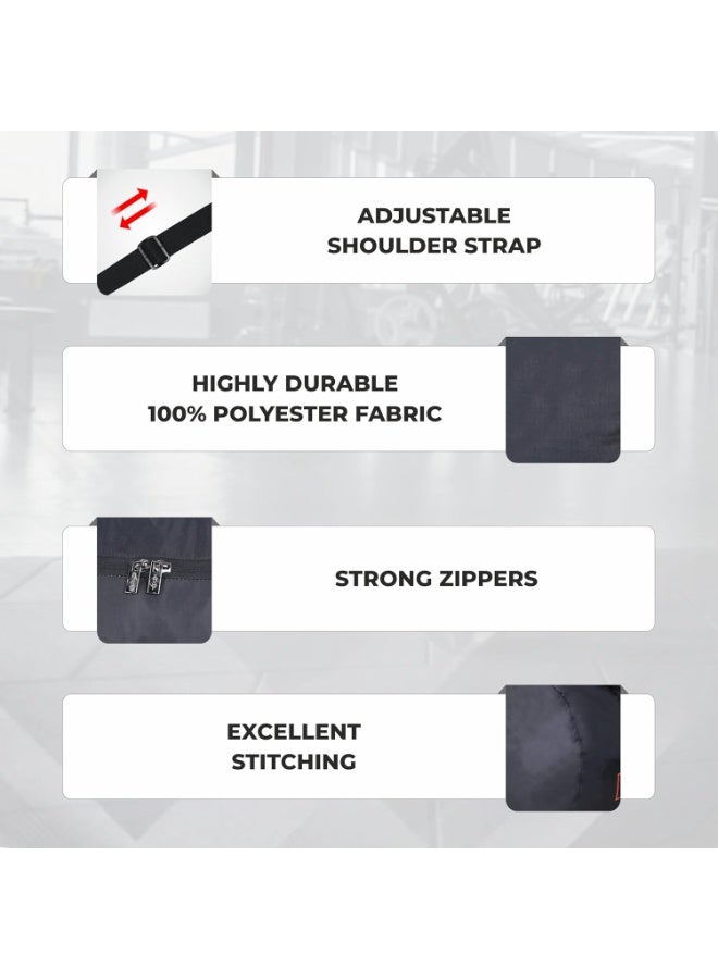 Nivia Enfold 2.0 Duffle Polyester Gym Bags, Adjustable Shoulder Bag for Men, Unisex Sports Carry Bag, 18L Quick Access Pocket, Black - Orange (Black-Grey),Capacity-18 liters - Image 2