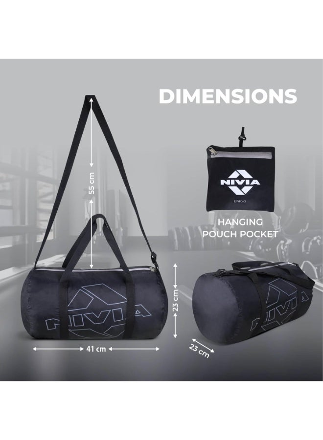 Nivia Enfold 2.0 Duffle Polyester Gym Bags, Adjustable Shoulder Bag for Men, Unisex Sports Carry Bag, 18L Quick Access Pocket, Black - Orange (Black-Grey),Capacity-18 liters - Image 3