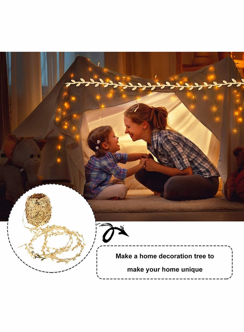 Excefore Leaves Ribbon Trim Rope Gold 10M, Artificial Vines Fake Hanging Plants Artificial Olive Leaf Silk Ivy Garlands Leaves Ribbon for Home Wedding New Year Party Decoration - Image 3