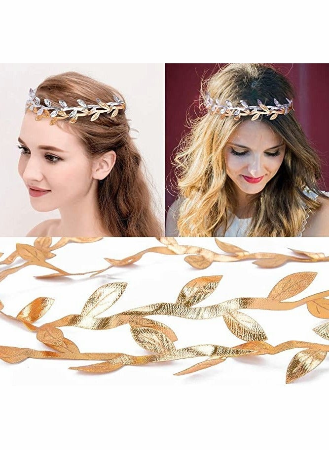 Excefore Leaves Ribbon Trim Rope Gold 10M, Artificial Vines Fake Hanging Plants Artificial Olive Leaf Silk Ivy Garlands Leaves Ribbon for Home Wedding New Year Party Decoration - Image 2