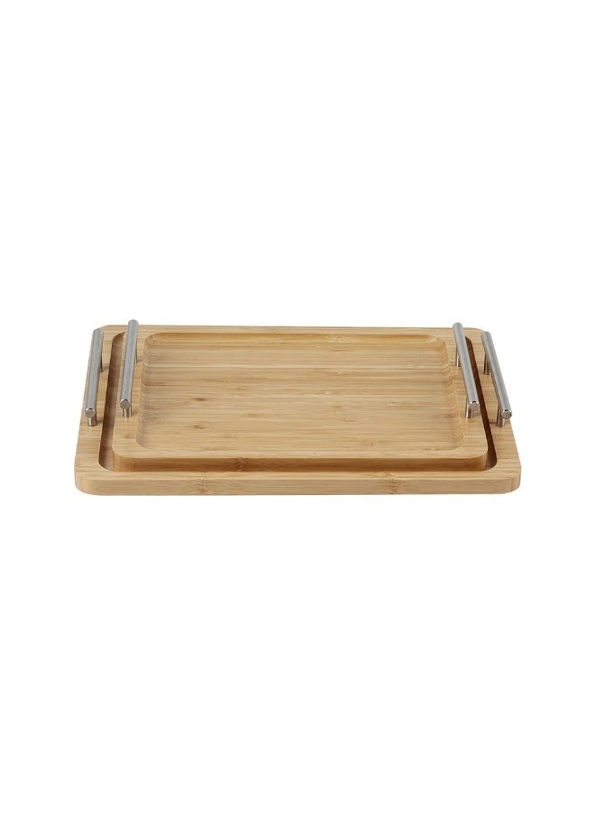 DANUBE HOME Loretta 2-Piece Bamboo Serving Tray, M 33x 24x 1.7 Cm,L 39x 28x 1.7 Cm  - Image 1